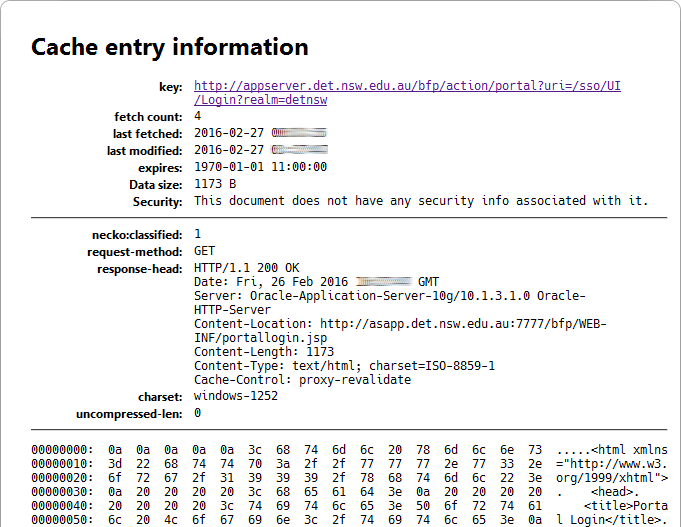 SSO Authentication Cache