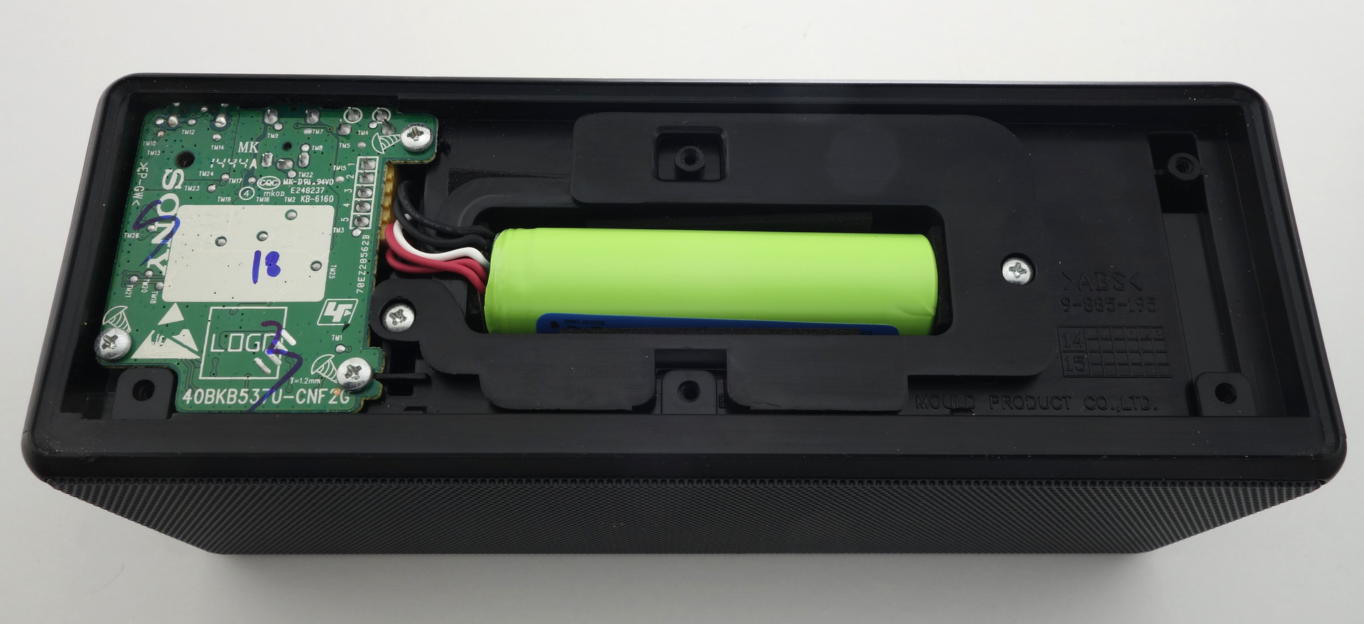 Sony SRS-X3 Bottom Cover Removed showing Battery Pack